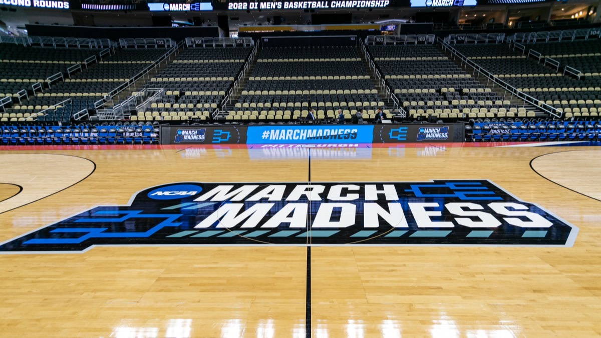 March Madness NCAA college basketball tournament court logo