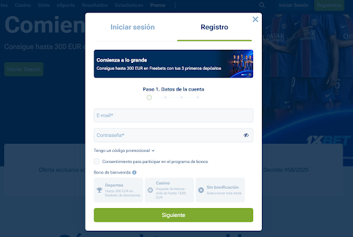 1xbet registro