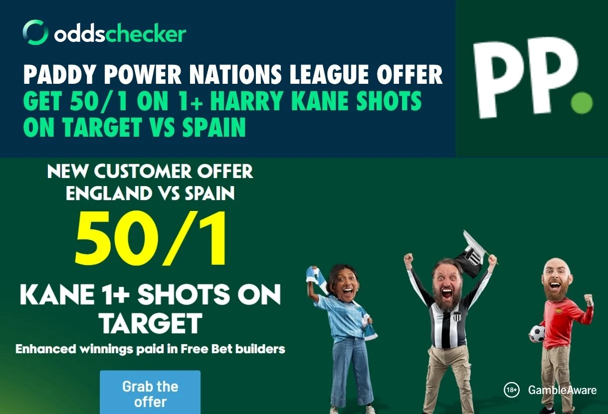 Paddy Power Offer: Get 50/1 on 1+ Harry Kane Shots on Target vs Spain