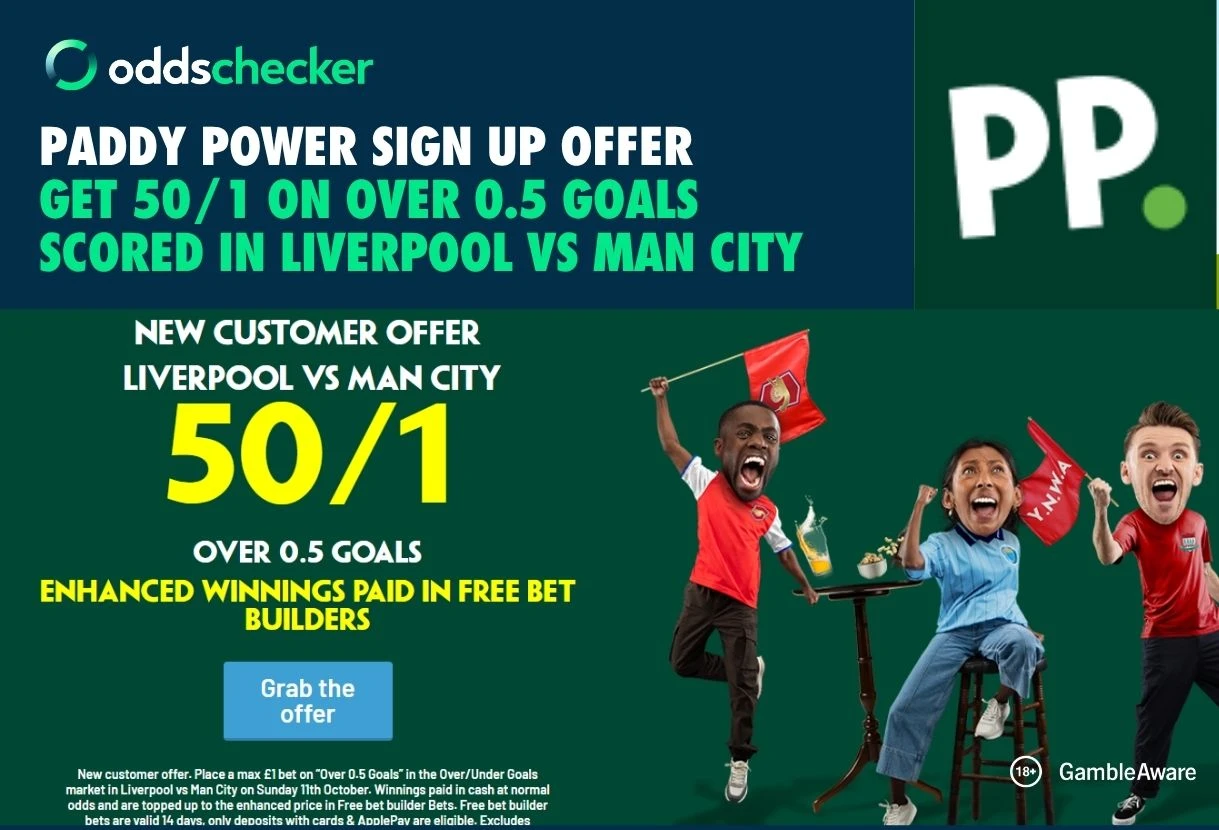 Liverpool vs Man City Offer: Get 50/1 on a Goal to be Scored with Paddy Power