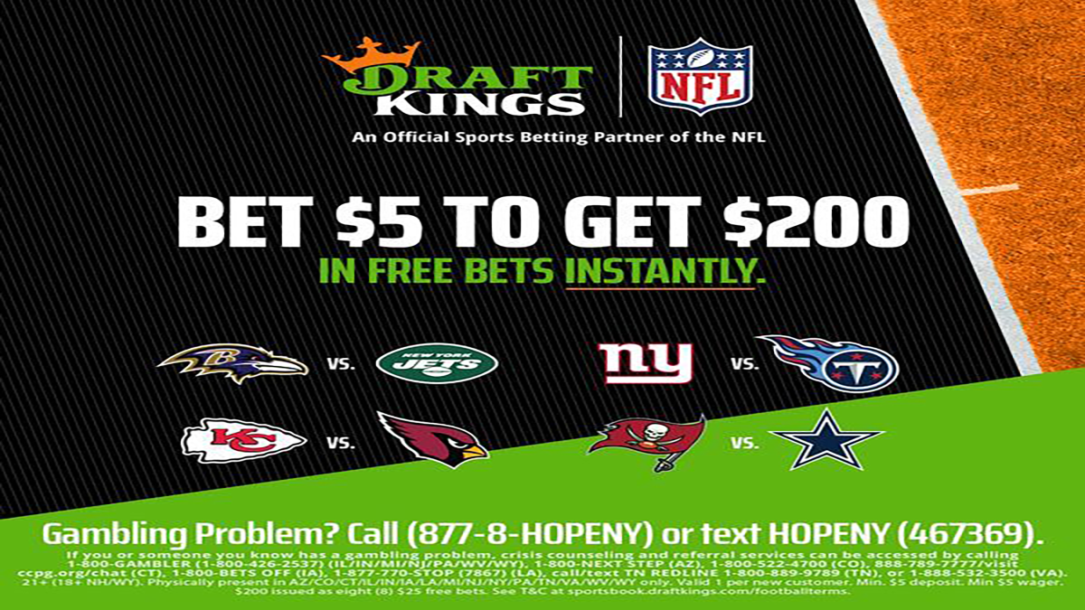 DraftKings Bet $5, Win $200 on the NFL Imagery