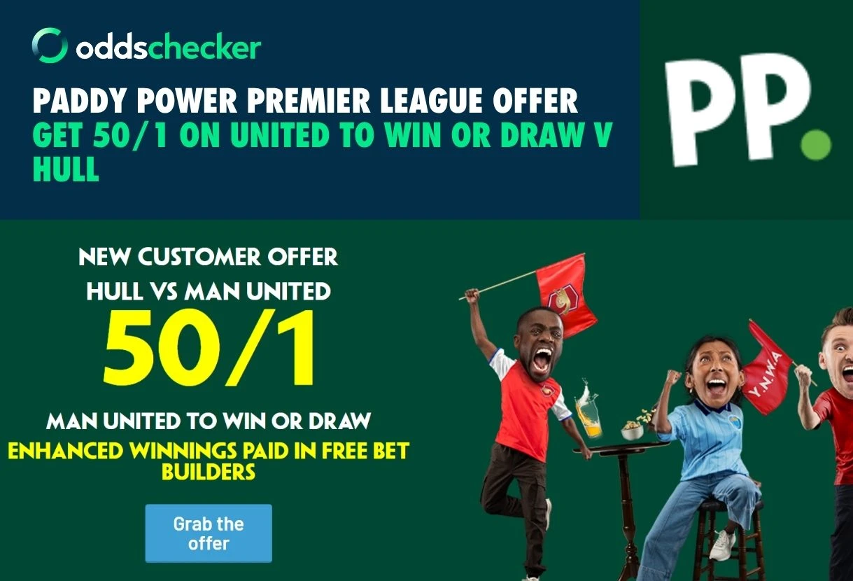 Get 50/1 on Man United to Win or Draw v Hull with Paddy Power