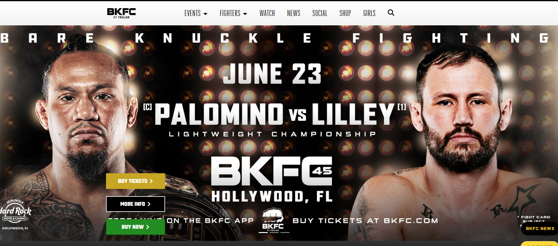 BKFC Fight Cards, Watch Times, Live Event Stats
