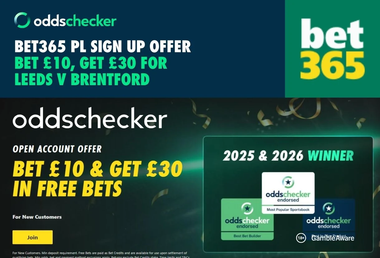 Bet365 Bonus Code: Bet £10, Get £30 for Leeds v Brentford