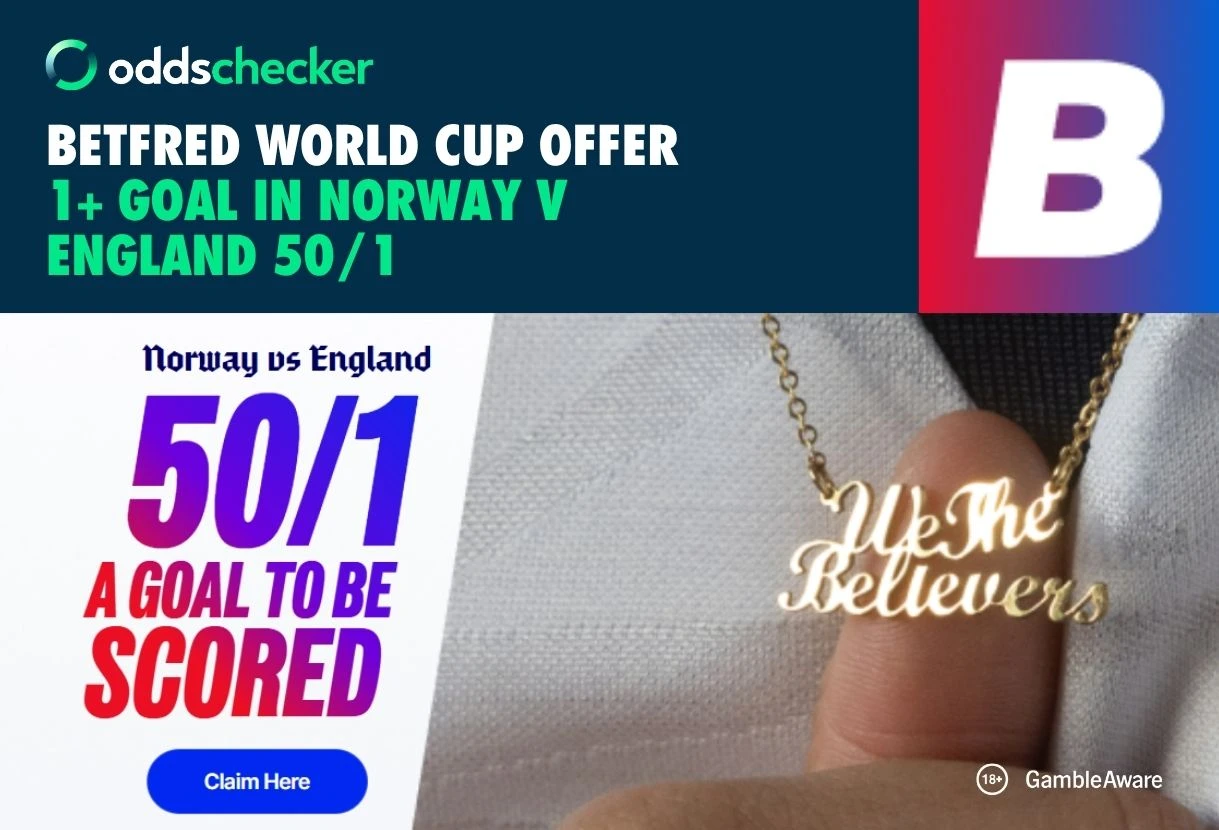 Betfred Norway v England Offer: Get 50/1 on a Goal to be Scored in World Cup Quarter Final