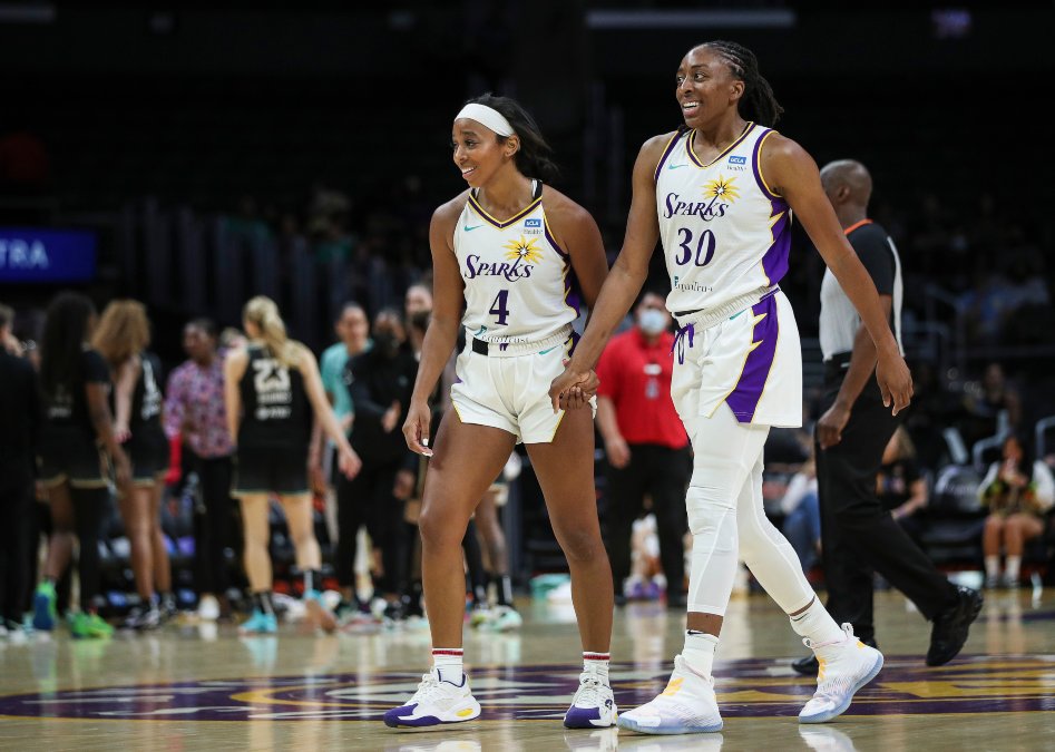 WNBA Los Angeles Sparks Lexie Brown, Nneka Ogwumike