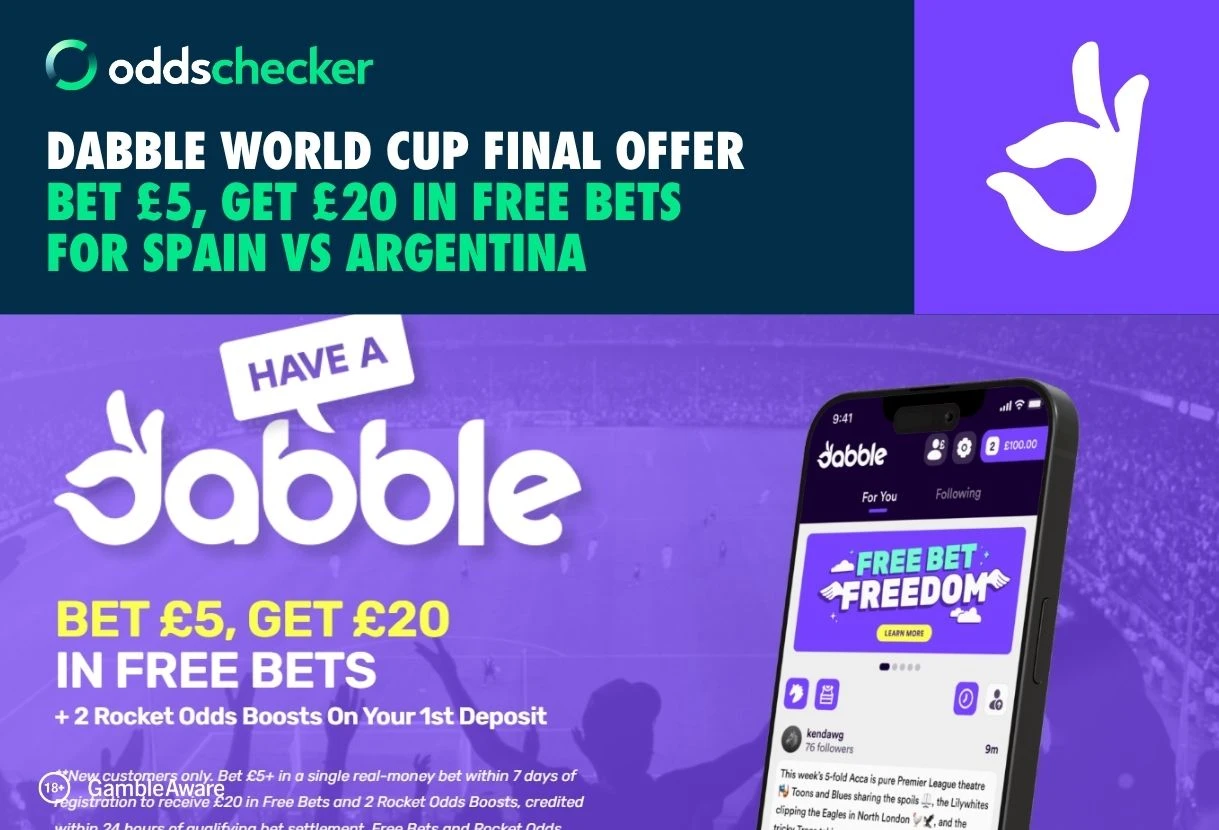 Dabble World Cup Final Offer: Bet £5, Get 20 in Free Bets for Spain vs Argentina