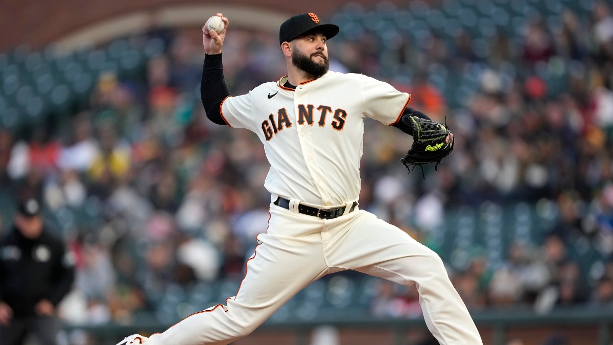 Jakob Junis of the San Francisco Giants pitches against the San