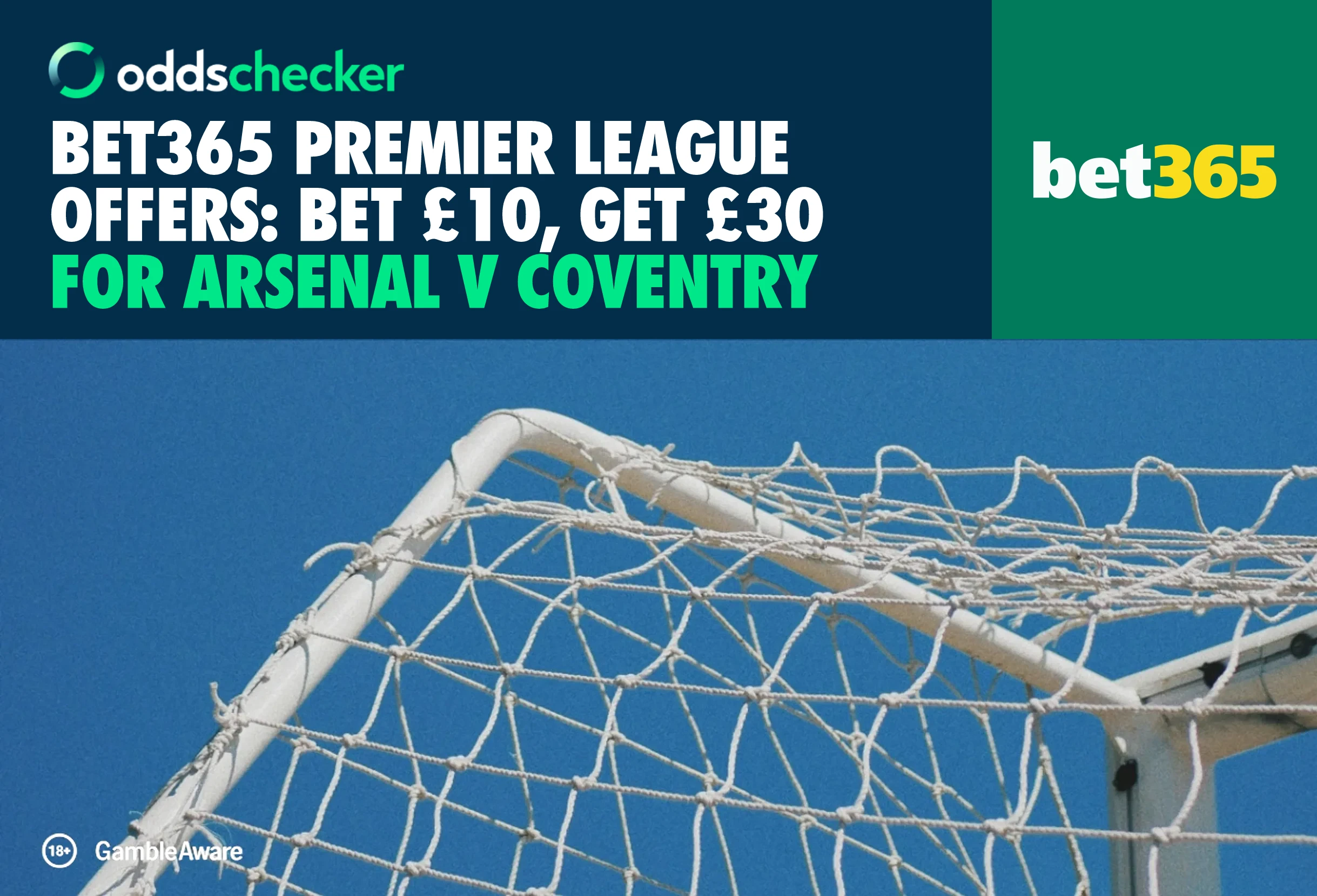 bet365 Premier League Offer: Bet £10, Get £30 for Arsenal v Coventry