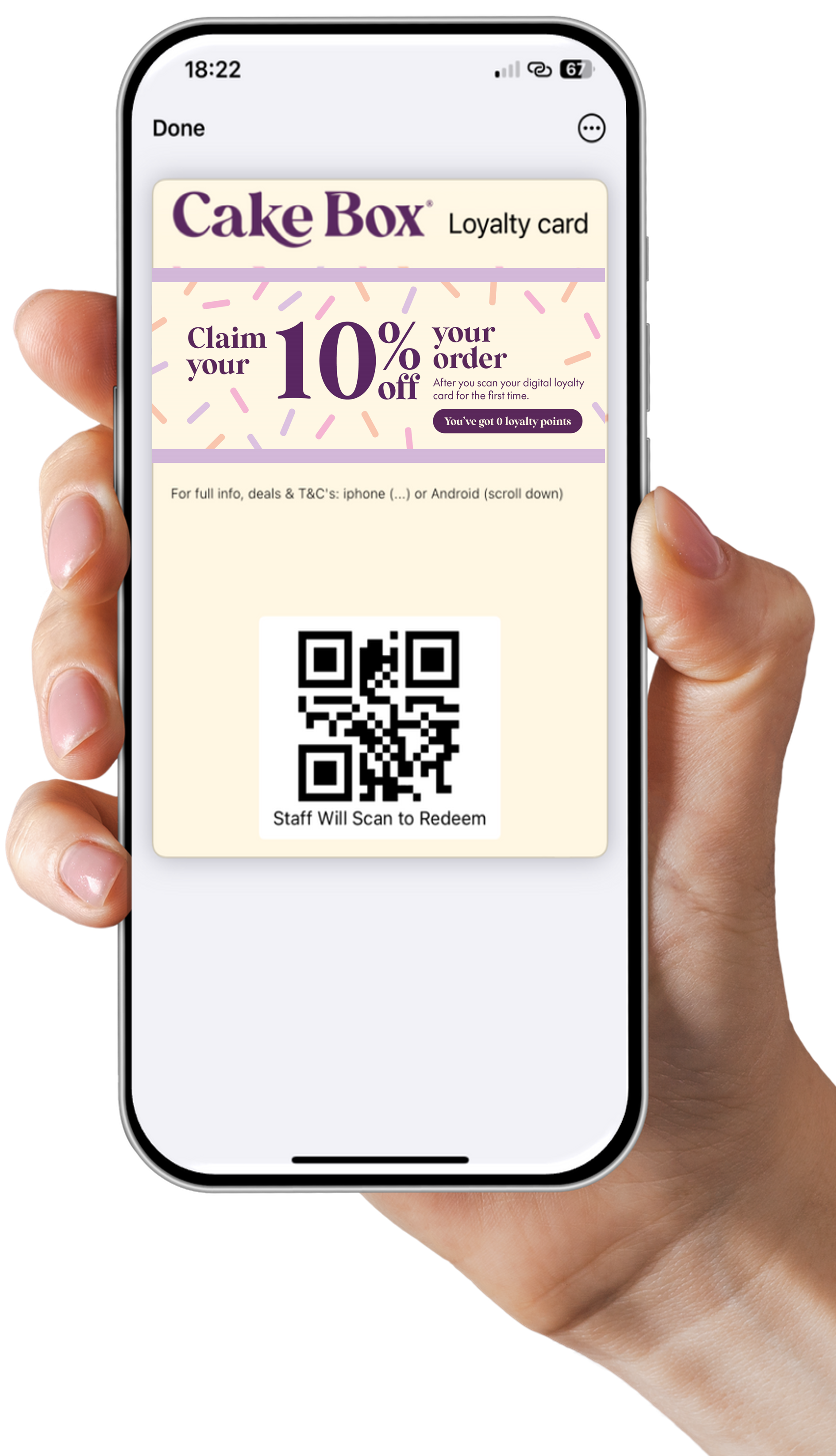 Digital loyalty card on a phone