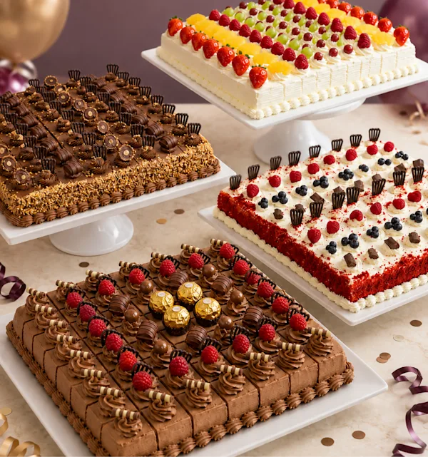 Assorted party cakes