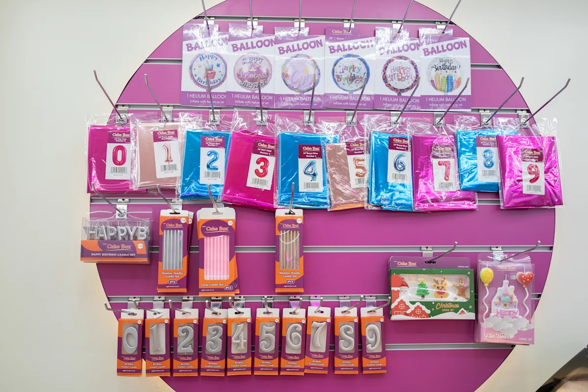 Close-up of Cake Box cakes on display