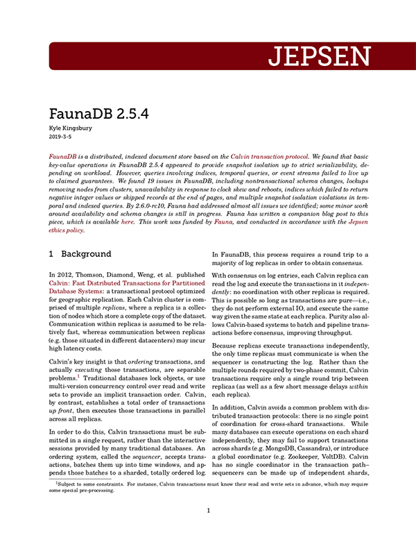 Fauna 2.5.4 Jepsen Analysis
