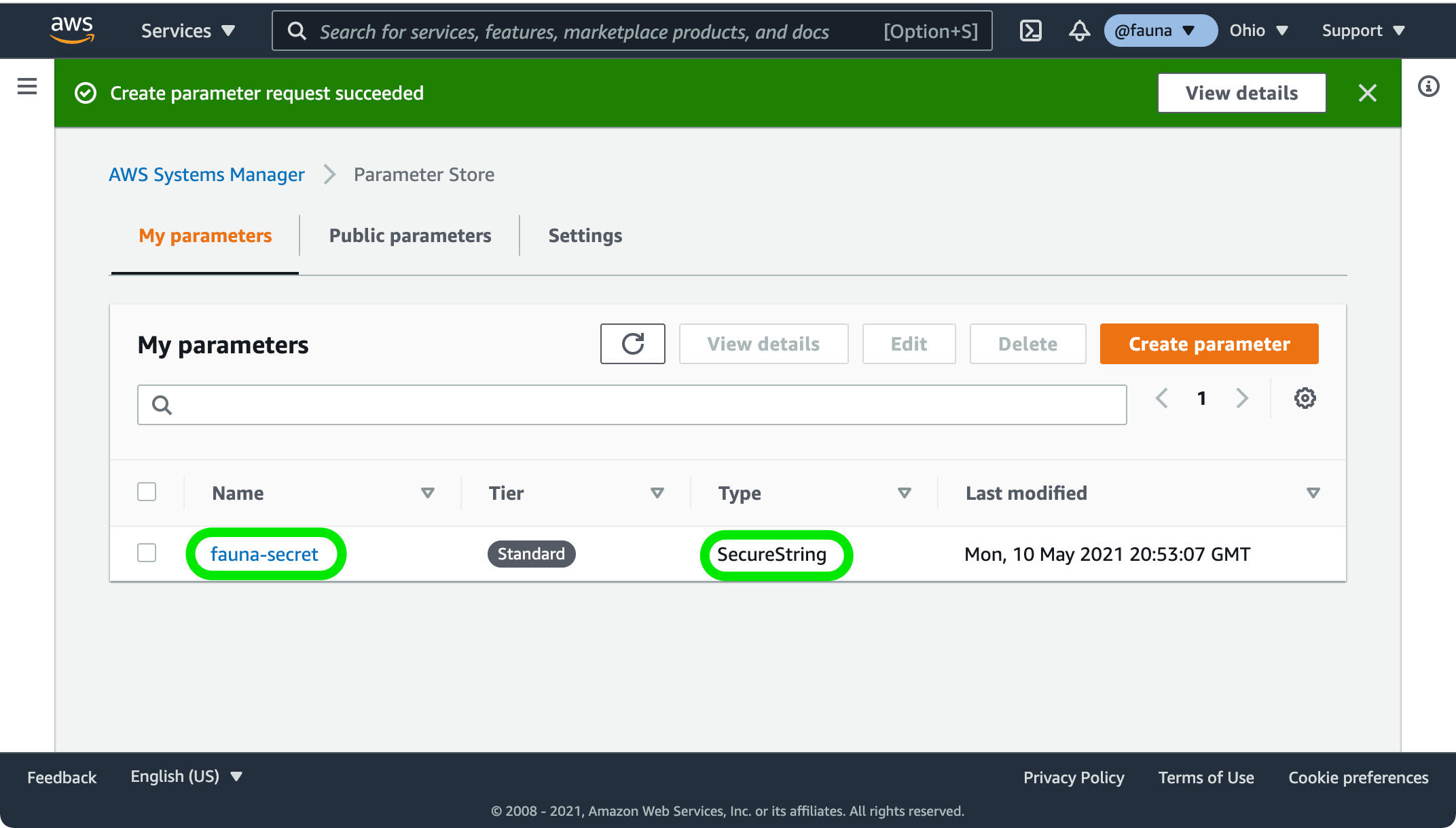 AWS Systems Manager Parameter Store - My parameters