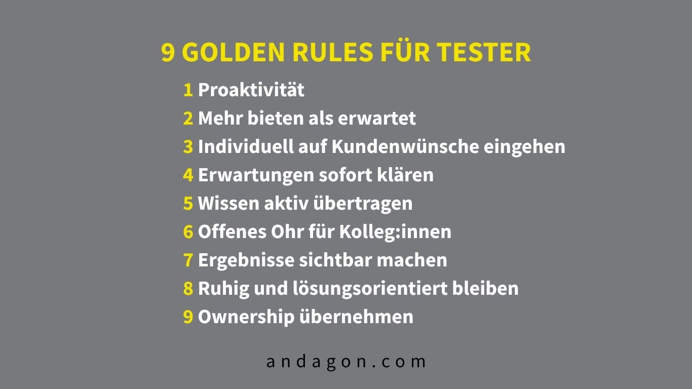 9 Golden Rules für Tester
