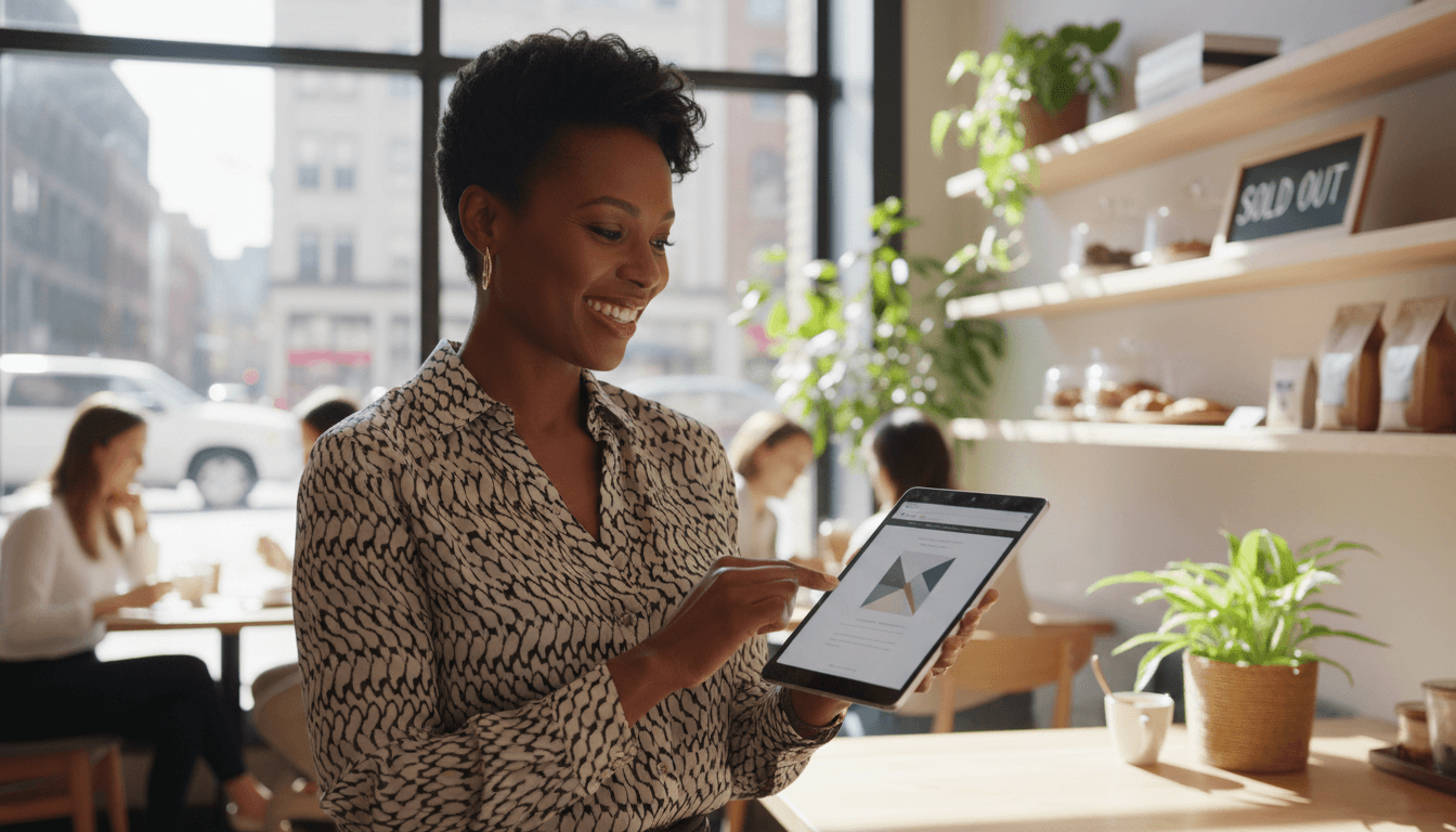 Weblish Success: Small Business Owner Rejoicing a New Website Launch Triumph