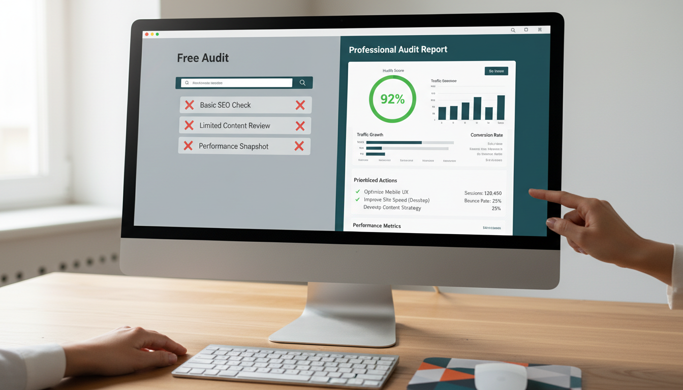 weblish.io Experts Compare Free SEO Audits to Professional Service Reports