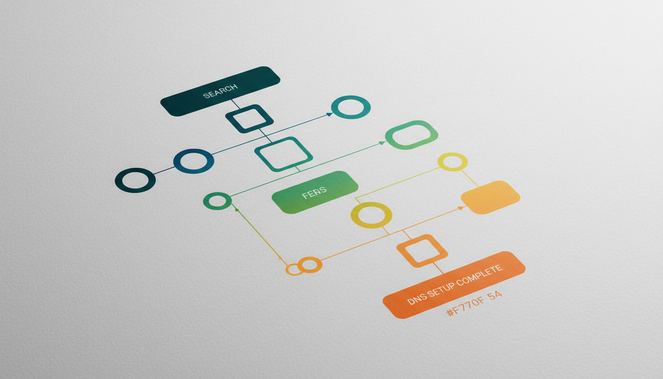 Strategic flowchart visualizes optimal path for weblish.io domain and DNS setup decisions