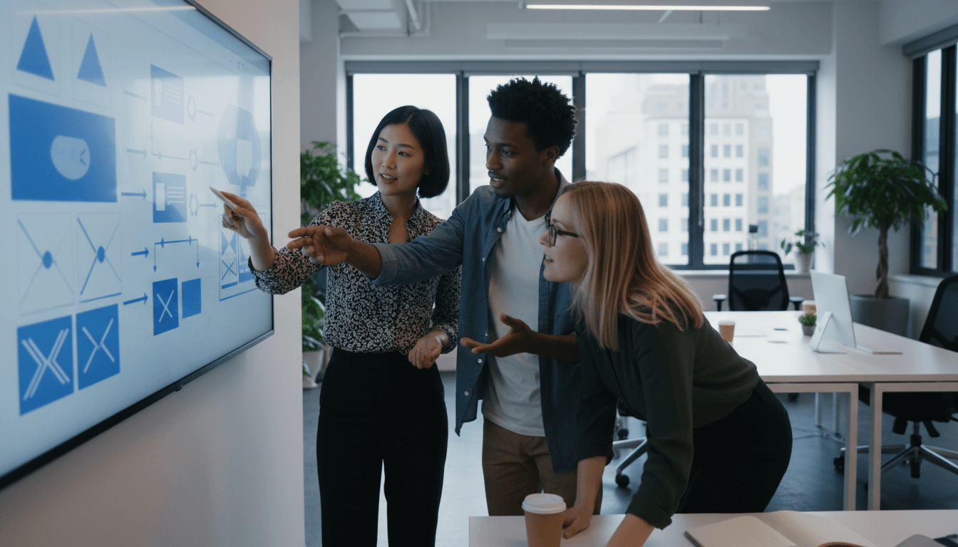 Weblish: Team Collaborating on Website UX Design Scene