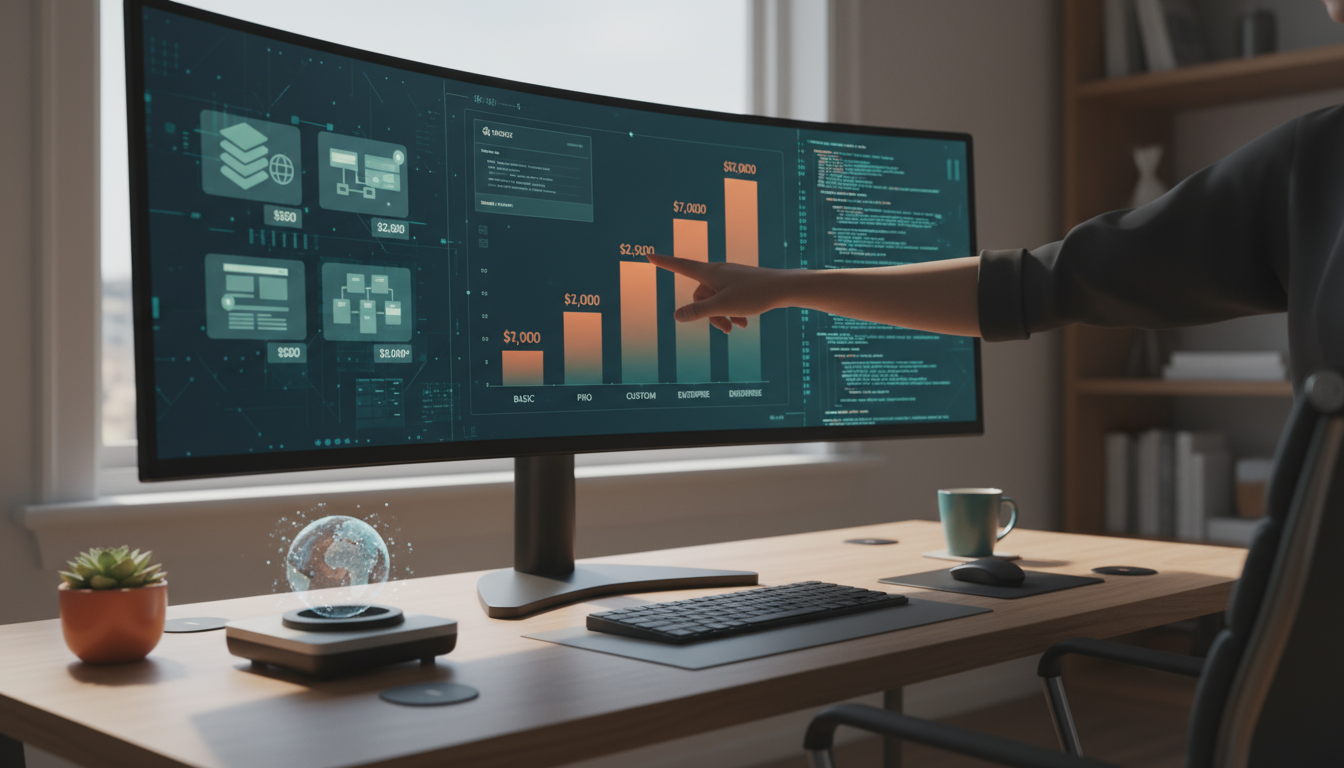 Focused professional clarifies web design pricing, mapping costs for weblish.io clients.