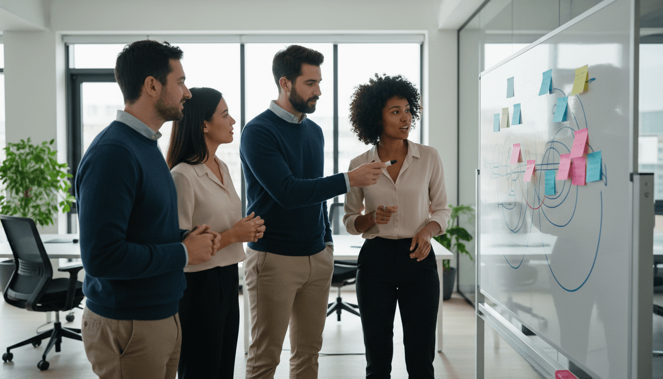 Weblish Digital Marketing Strategy Collaboration: Team Brainstorming Scene