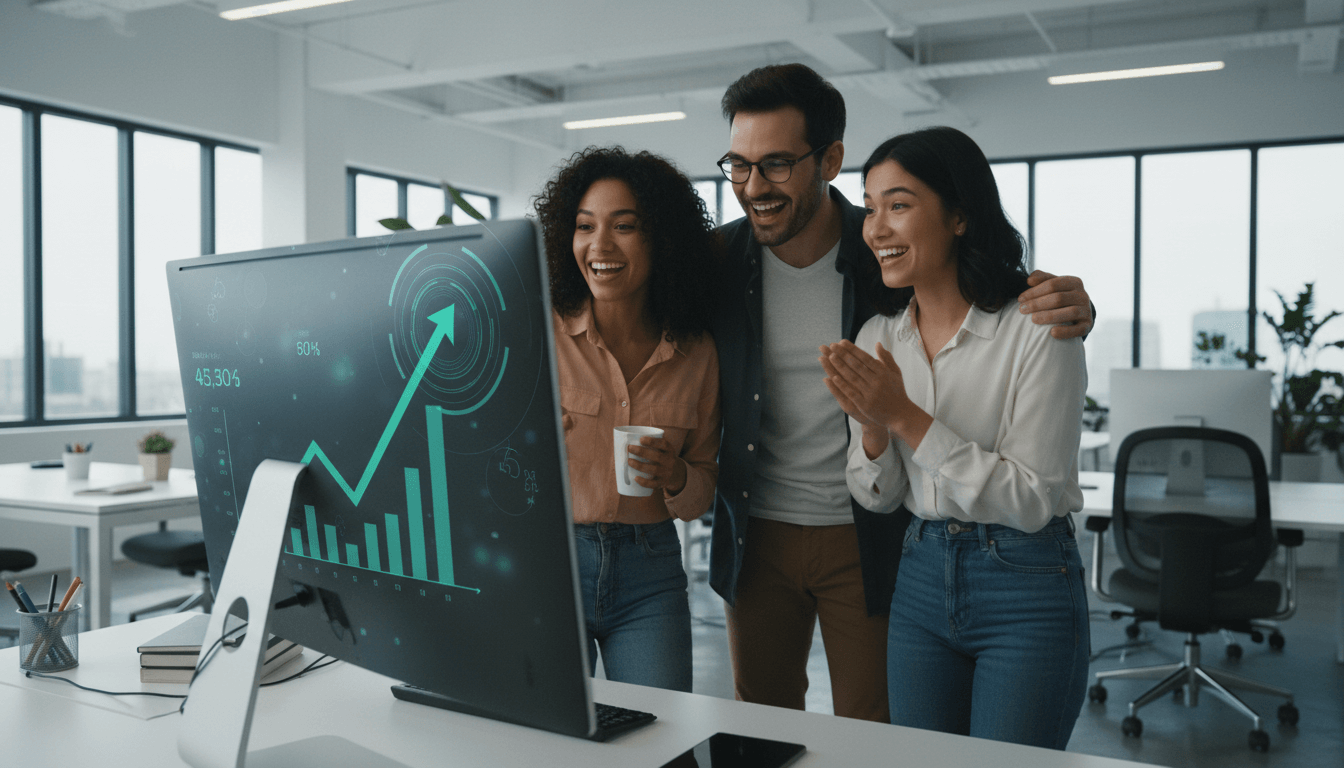 Weblish: Team Celebrating Weblish SEO Success - Organic Growth Achieved