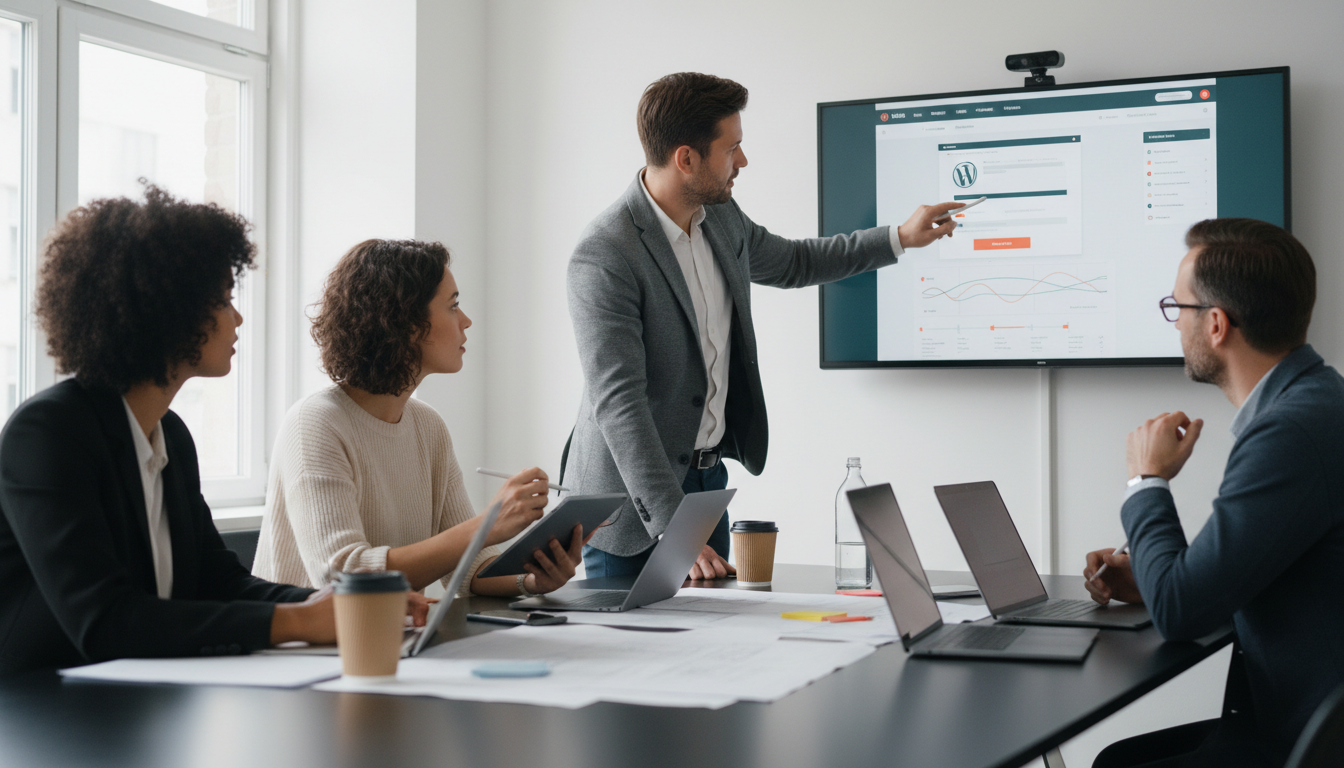 Agile team collaborates on new weblish.io WordPress website design service.