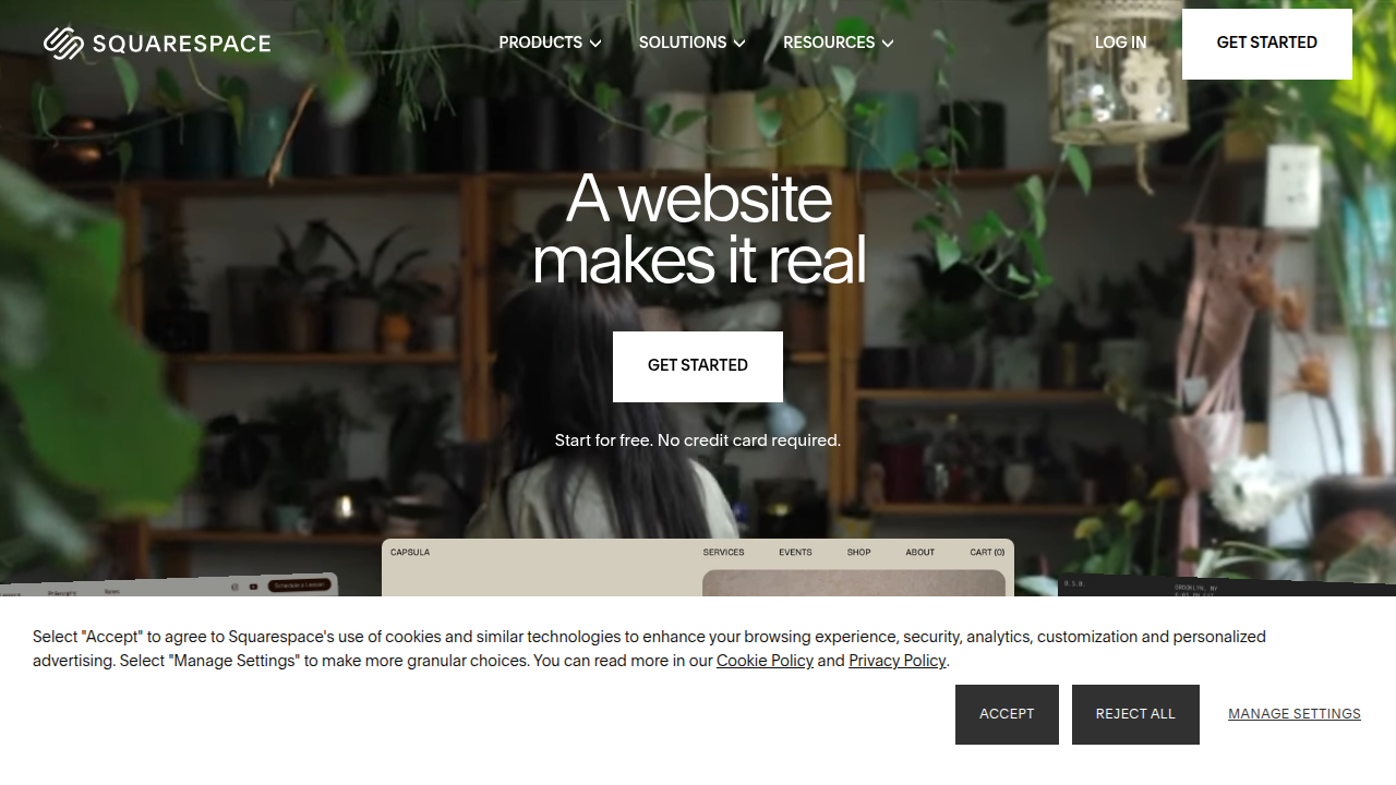 Weblish Screenshot: Squarespace Website Builder Homepage