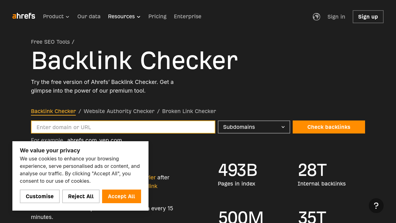 Weblish: Ahrefs Backlink Checker Interface - Boost Your Weblish Backlinks