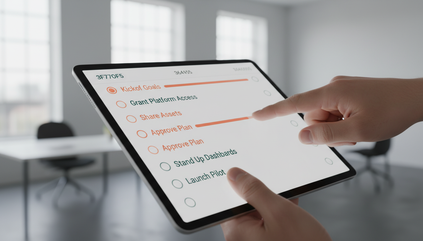 Digital checklist guides fast marketing agency onboarding via weblish.io platform.