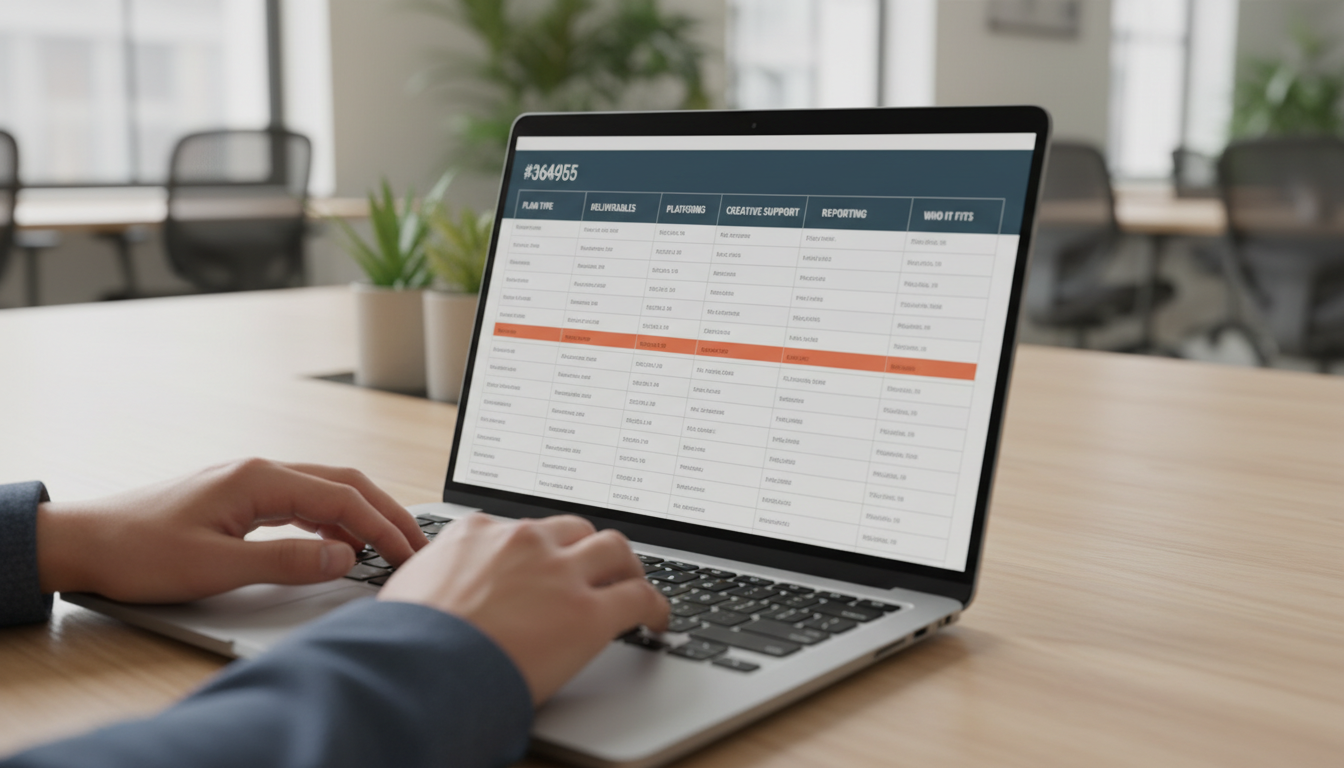 User compares marketing agency plans on weblish.io, evaluating pricing models.