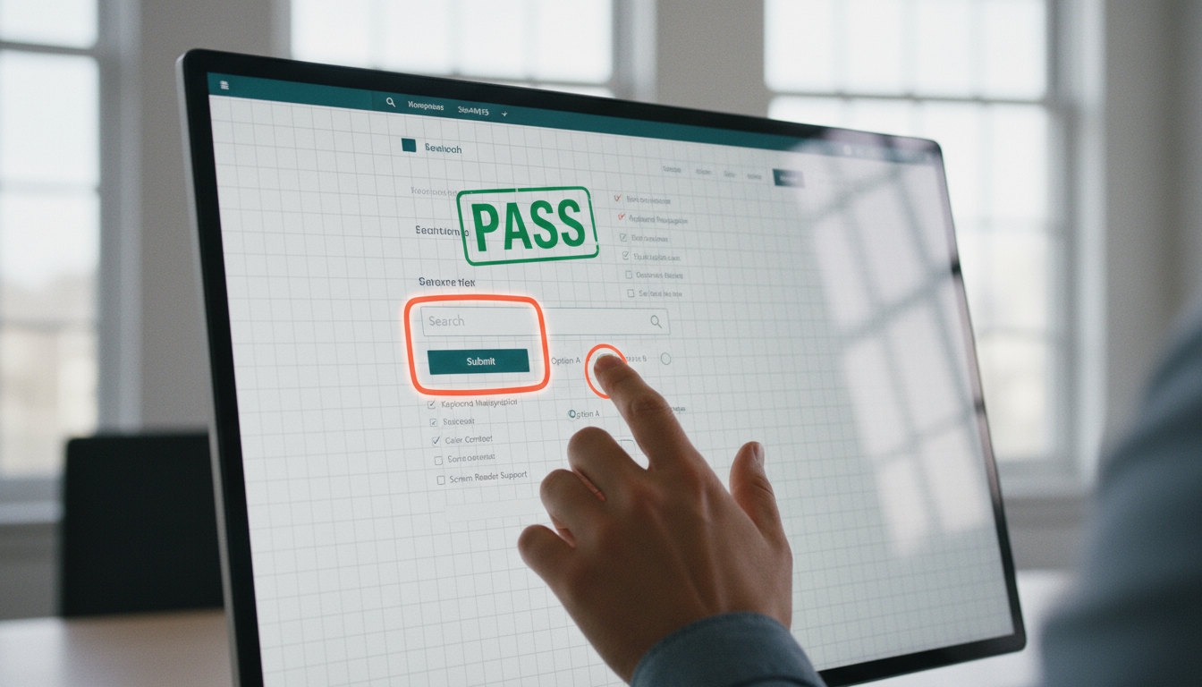User tests ADA compliant weblish.io interface with focus rings and passing audit.