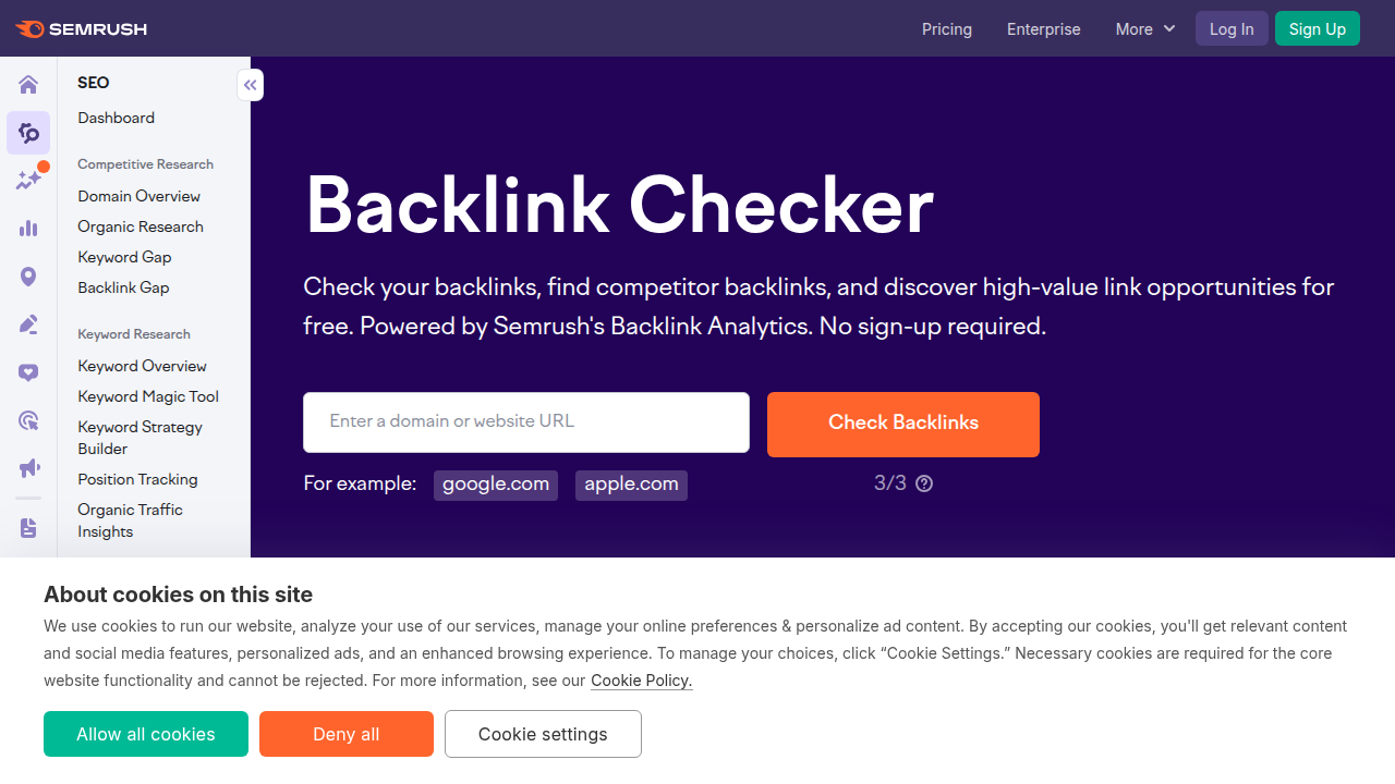 Weblish Link Auditing: SEMrush Referring Domains Insight
