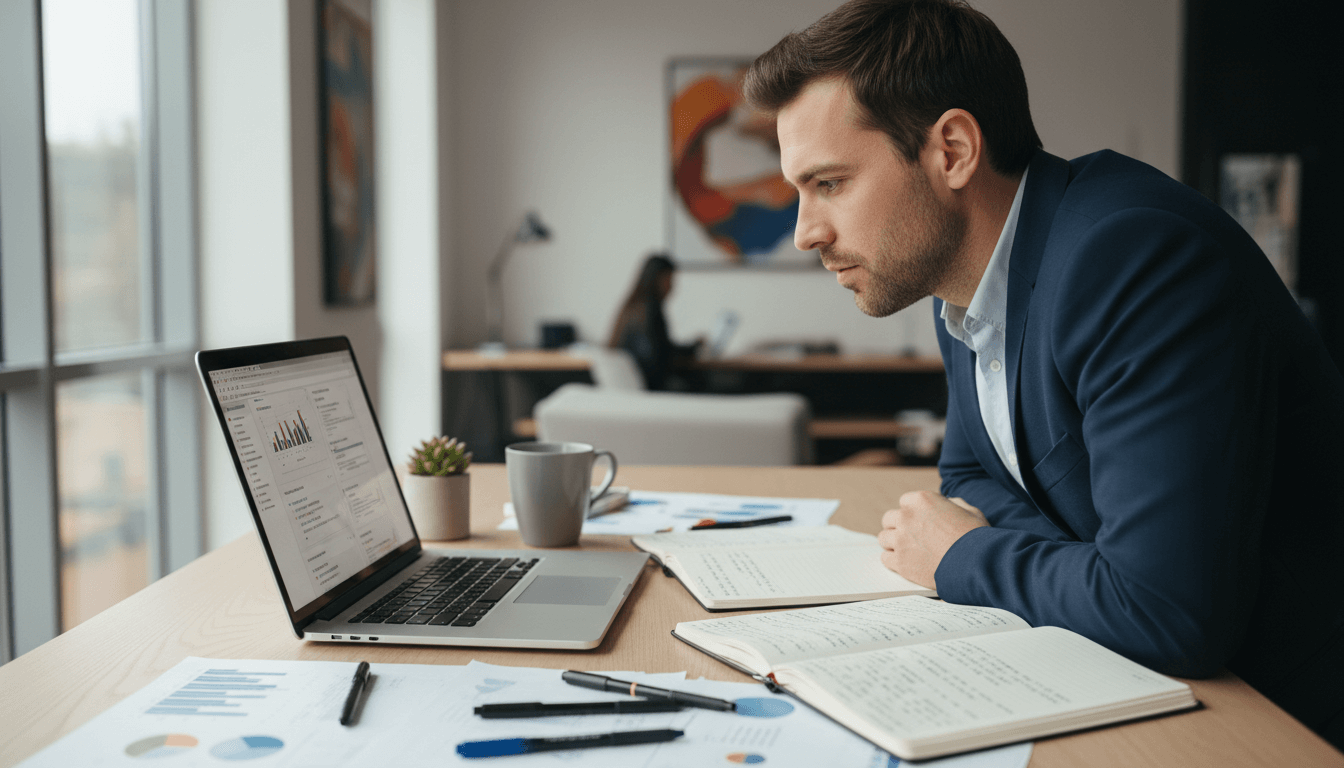 Weblish Digital Marketing 101 Learning Scene: Focused Professional Researching