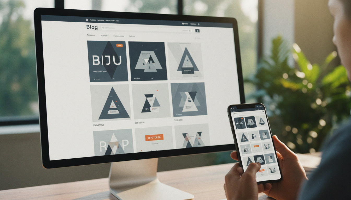Responsive blog design showcased on modern weblish.io desktop and mobile displays.