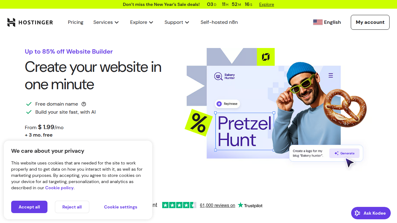 Hostinger Website Builder Interface for Weblish Designers