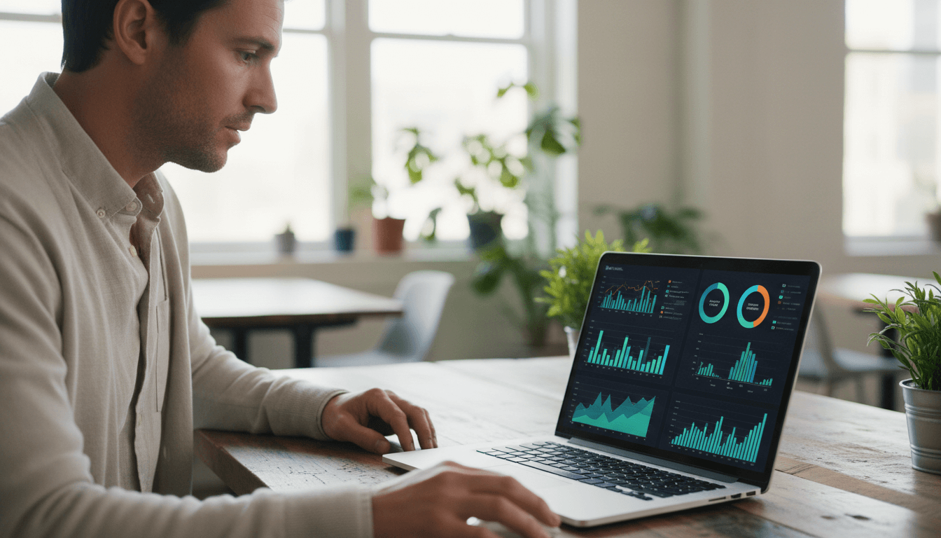 Weblish Small Business Owner Analyzing SEO Performance for Better ROI