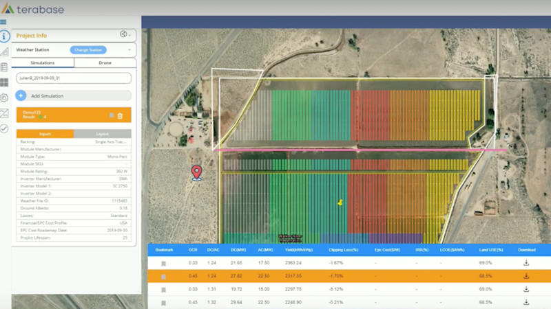 terabase platform with map and accompanying data