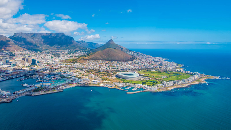 Cape Town, South Africa (aerial view from a helicopter)