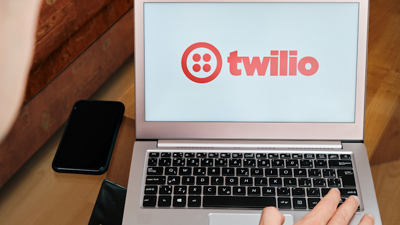 Twilio logo on a laptop screen