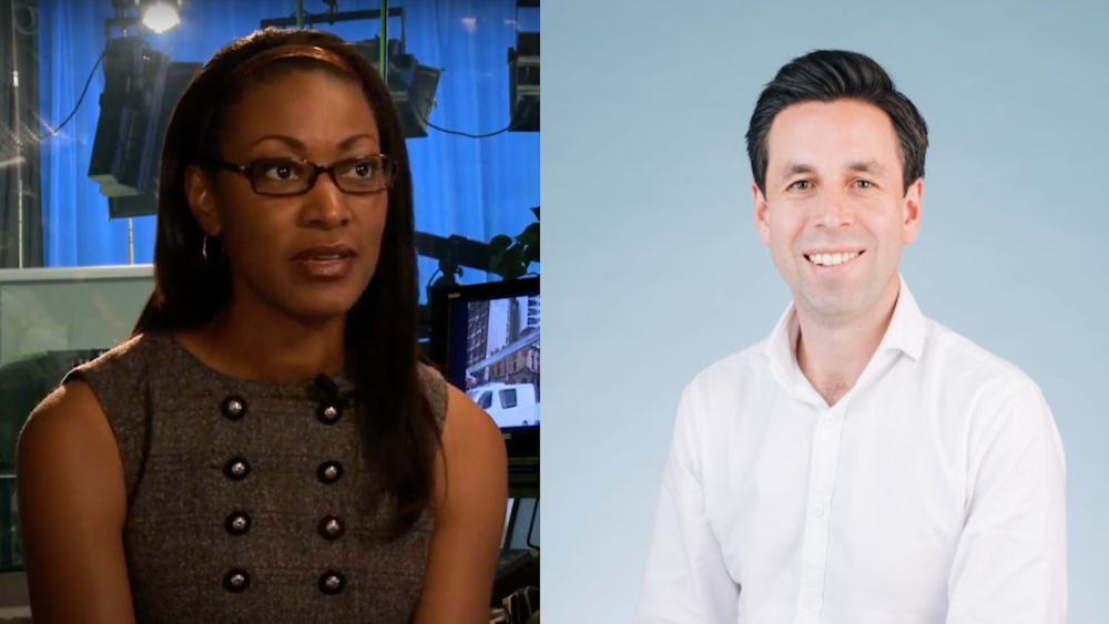 Eventbrite's first-ever Chief Communications Officer, Gina Stikes (L) and Chief Customer Officer Phil Silverstone (R). Images courtesy of Kent State University Communications & Marketing and Eventbrite