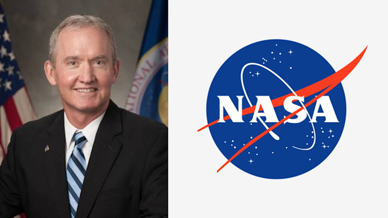 W. Russ DeLoach's headset next to the NASA logo