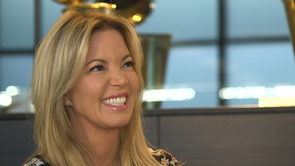 Jeanie Buss, President & Owner of the Los Angeles Lakers, speaks during an interview with Lakers.com. Courtesy of nba.com/lakers.