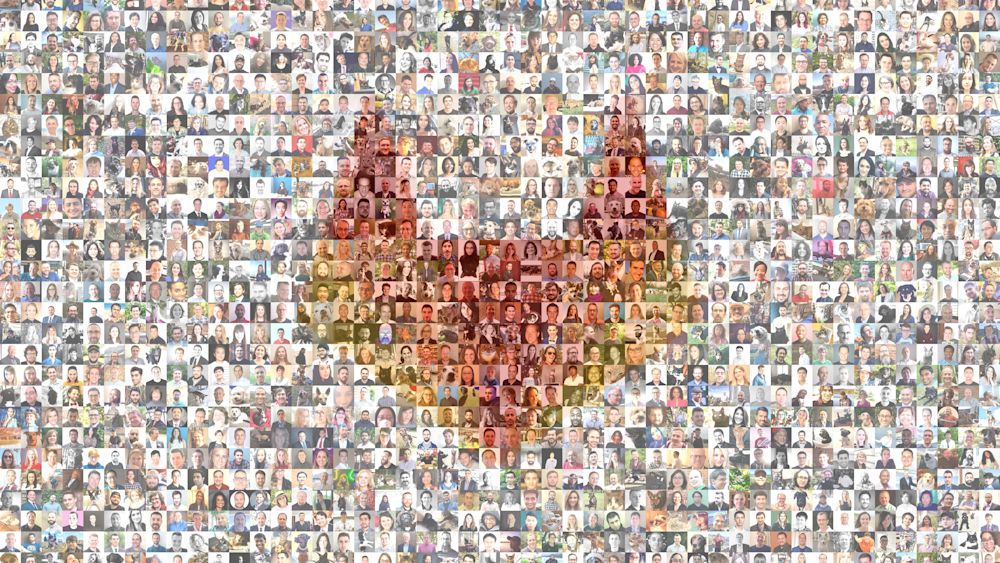 Mosaic of GitLab's employees and pets. Courtesy of GitLab.