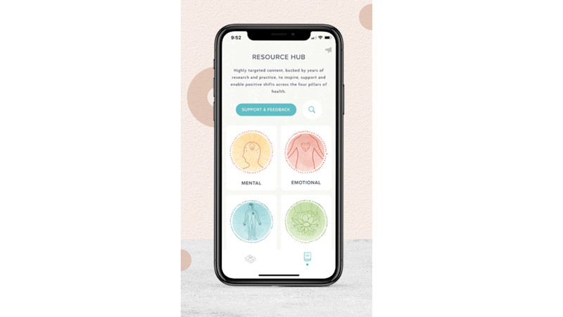 Living Ashram app on smartphone wide