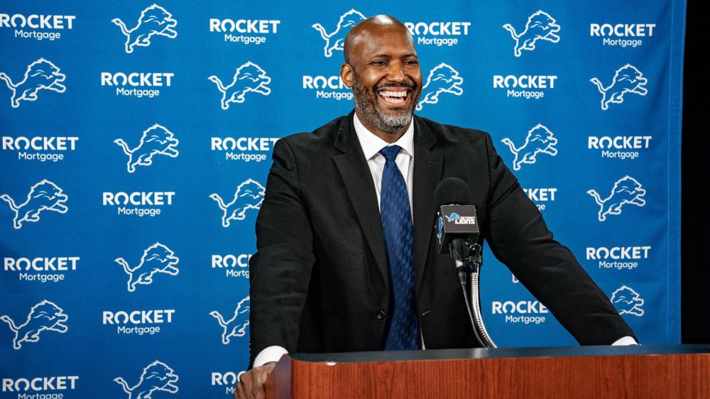 Detroit Lions General Manager Brad Holmes at his introductory press conference. Courtesy of detroitlions.com. 