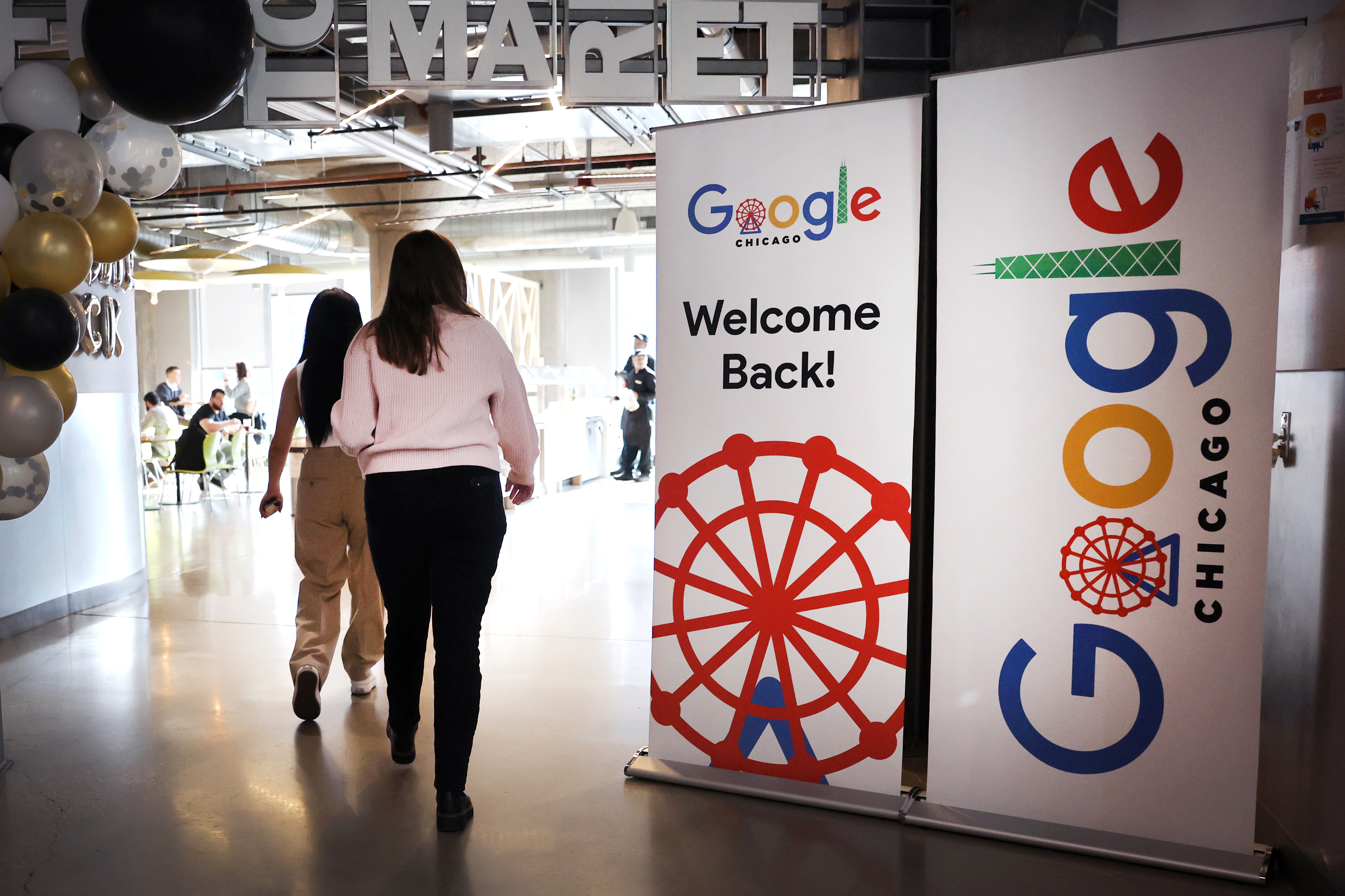 After two years of remote work, Google's Chicago employees were welcomed back to their office on April 5. (Photo by Scott Olson/Getty Images)