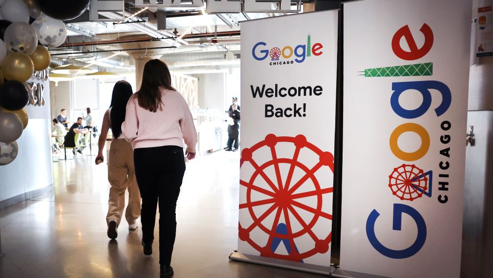 After two years of remote work, Google's Chicago employees were welcomed back to their office on April 5. (Photo by Scott Olson/Getty Images)