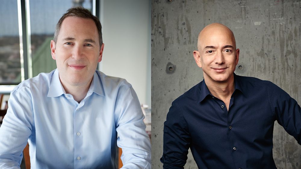 Current Amazon CEO Andy Jassy and Amazon founder and former CEO Jeff Bezos. Image Credit: Amazon.