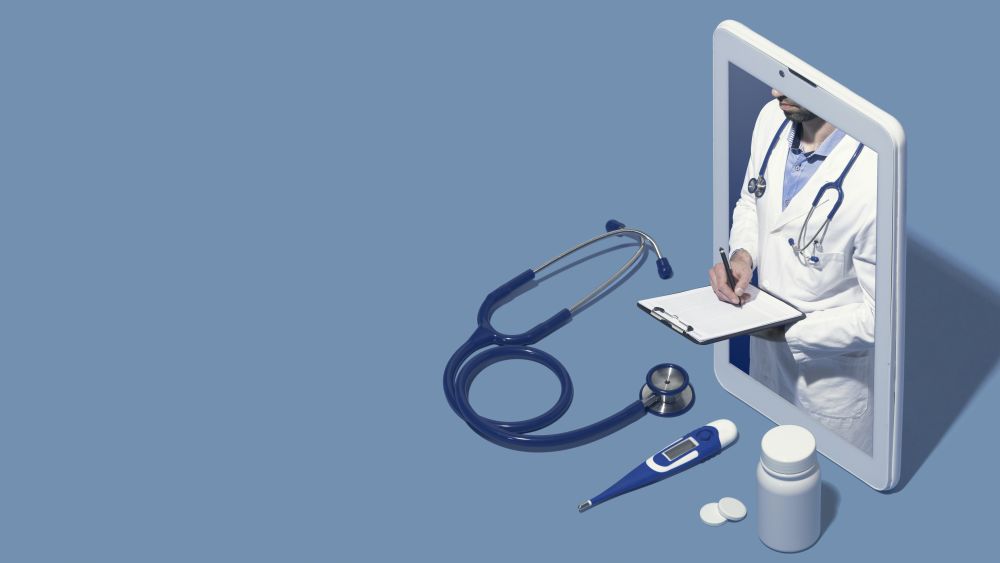 Visualization of a doctor practicing medicine through a smartphone. Courtesy of Stokkete, Shutterstock.
